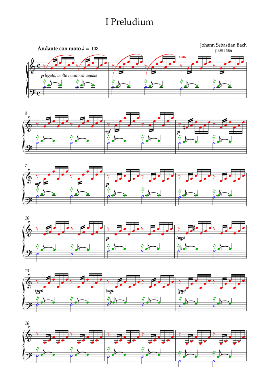 Prelude and Fugue No.1 in C Major, BWV 846 Piano Solo scores gallery preview page 1