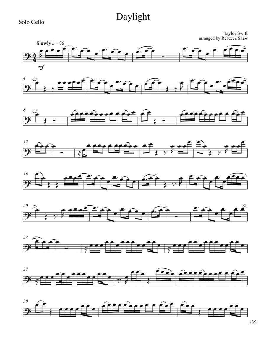 Daylight Daylight Cello Solo scores gallery preview page 1