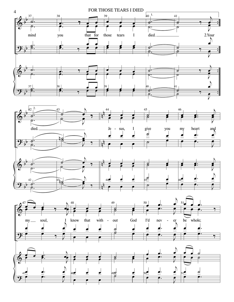 For Those Tears I Died 4-Part scores gallery preview page 4