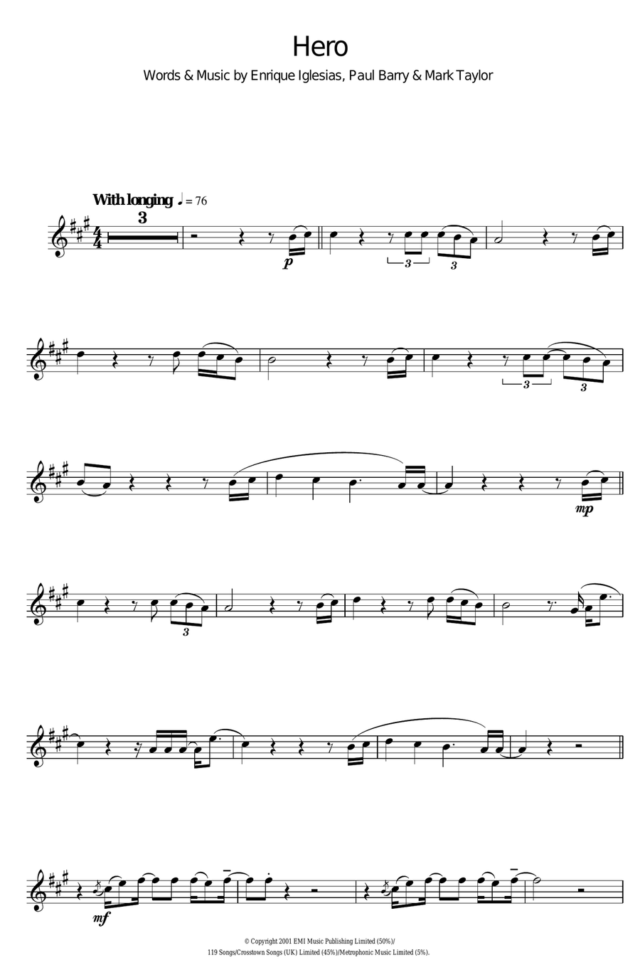 Hero Clarinet Solo scores gallery preview page 1