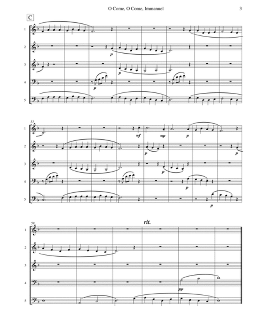 O Come, O Come, Immanuel (Emmanuel) - String Quintet image number null