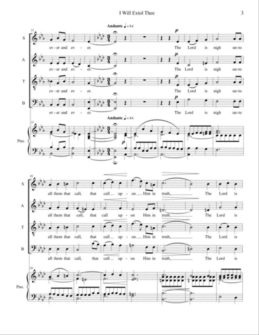 I Will Extol Thee 4-Part scores gallery preview page 3