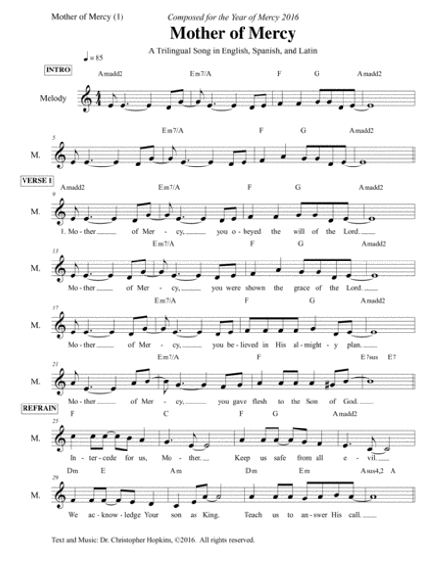 Mother of Mercy Voice scores gallery preview page 1