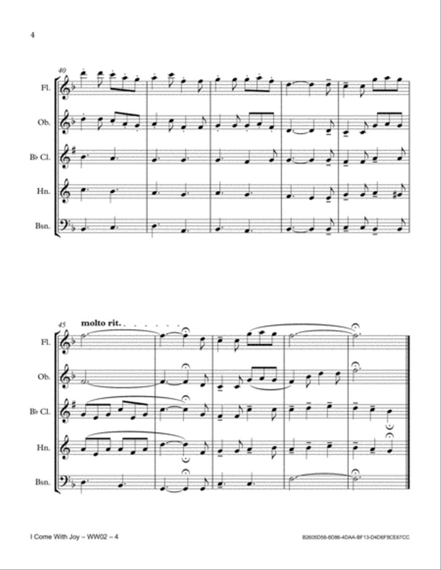I Come With Joy I Come With Joy Woodwind Quintet scores gallery preview page 4