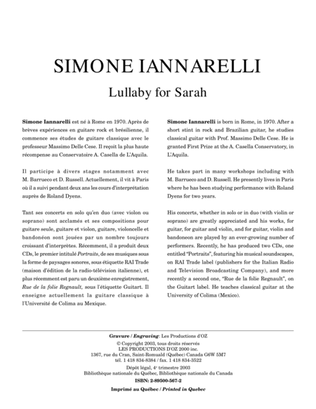Book cover for Lullaby for Sarah