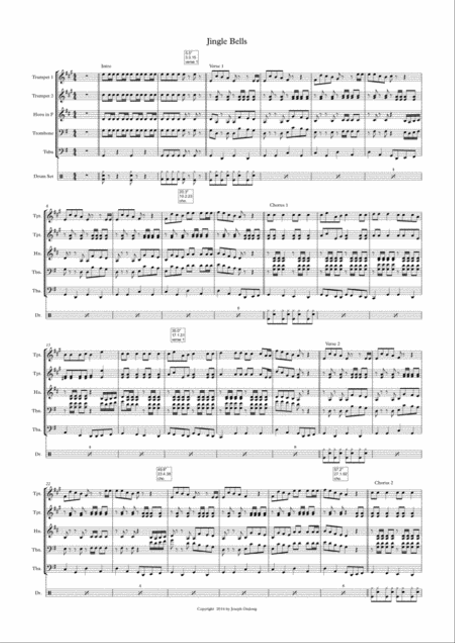 JINGLE BELL JINGLE ALL THE WAY (BRASS ENSEMBLE) Brass Ensemble scores gallery preview page 1