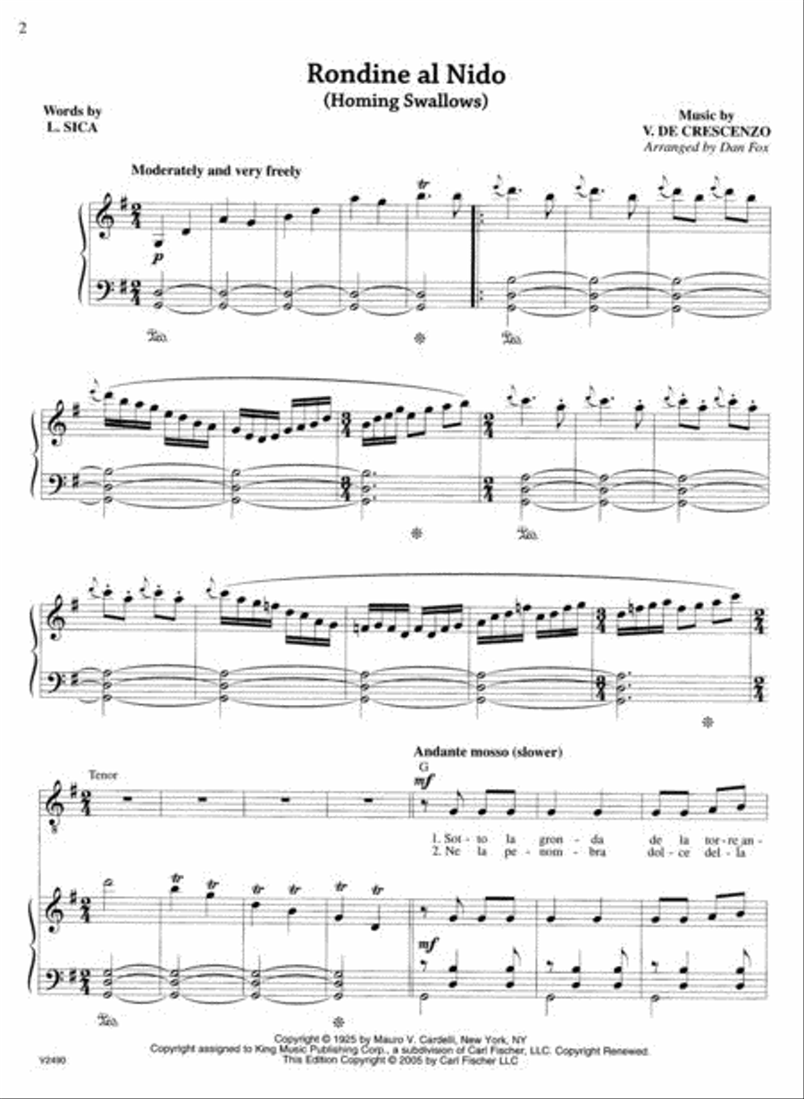 Rondine al Nido (Homing Swallows) Piano, Vocal, Guitar scores gallery preview page 2