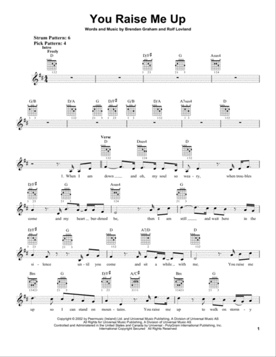 You Raise Me Up Acoustic Guitar scores gallery preview page 1