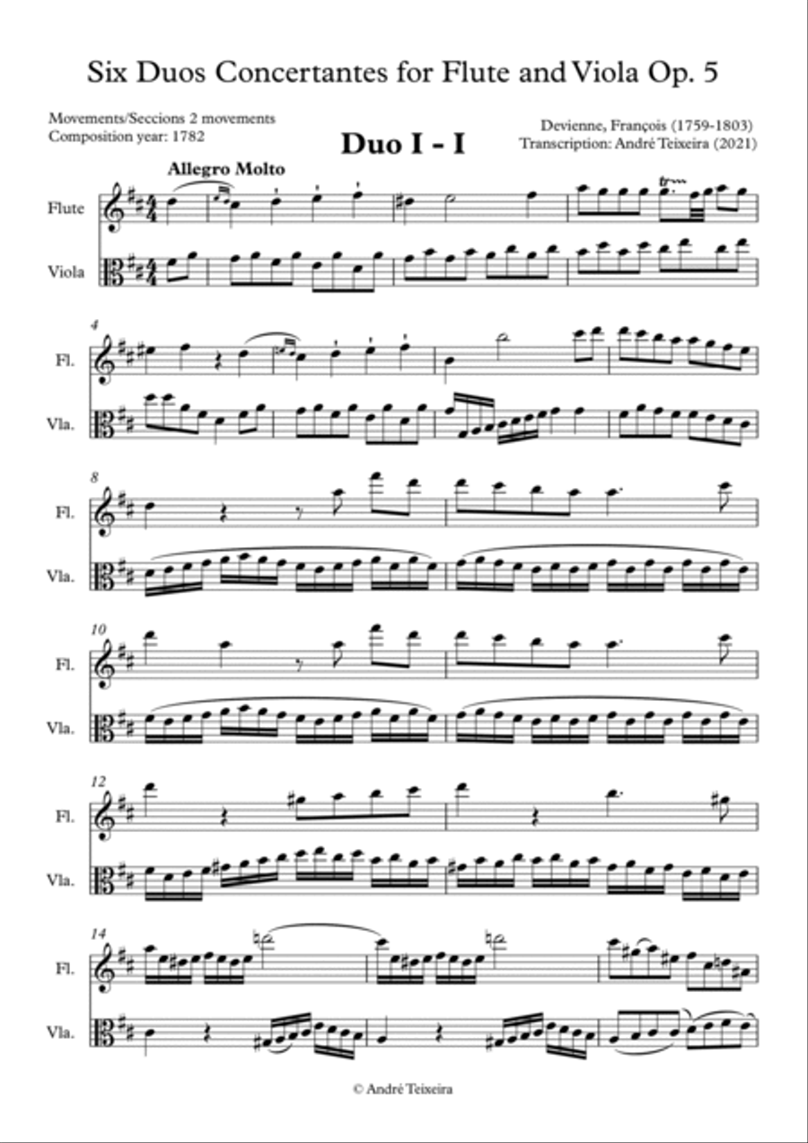 Six Duos Concertantes for Flute and Viola - Tutti Flute scores gallery preview page 3