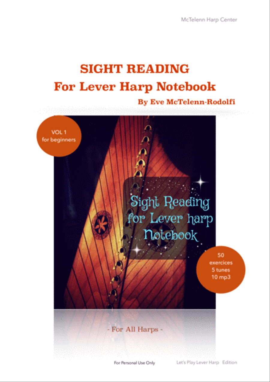 Sight Reading For lever harp - beginner to intermediate & 27/34 String | McTelenn Harp Center Celtic Harp scores gallery preview page 1