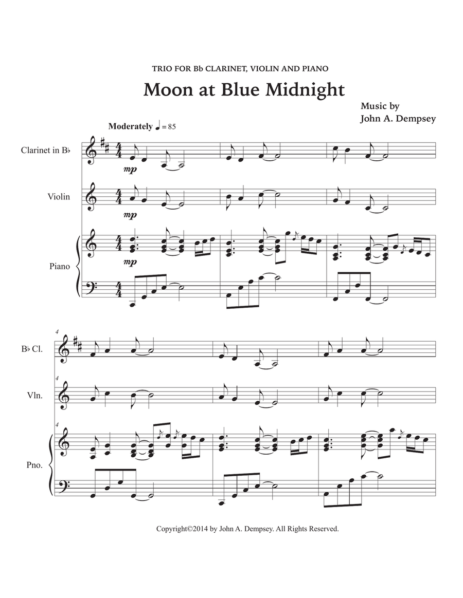 Moon at Blue Midnight (Trio for Clarinet, Violin and Piano) Small Ensemble scores gallery preview page 5