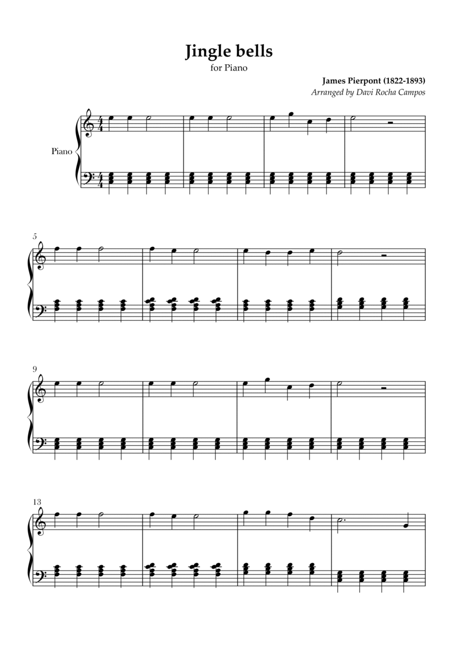 Jingle bells Easy Piano scores gallery preview page 1