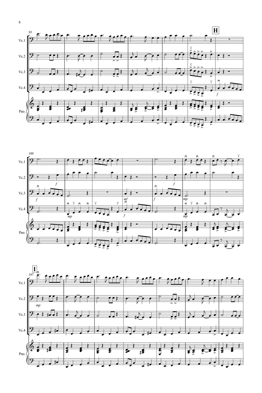 3 Jazzy Christmas Pieces for Cello Quartet Cello Solo scores gallery preview page 6
