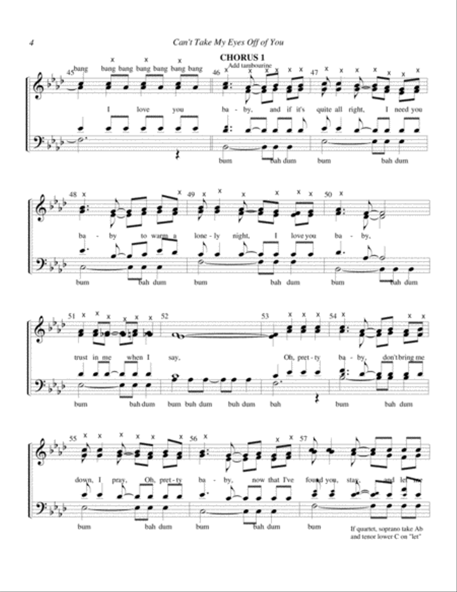 Can't Take My Eyes Off Of You 4-Part scores gallery preview page 4