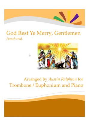 God Rest Ye Merry Gentlemen for trombone solo or euphonium solo - with FREE BACKING TRACK and piano
