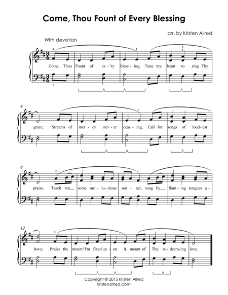 Come, Thou Fount - Easy Piano image number null