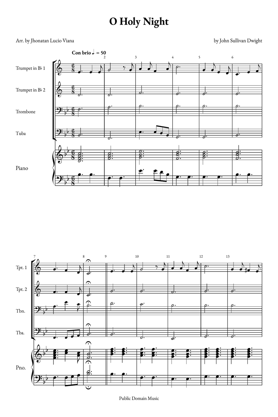 O Holy Night Small Ensemble scores gallery preview page 1