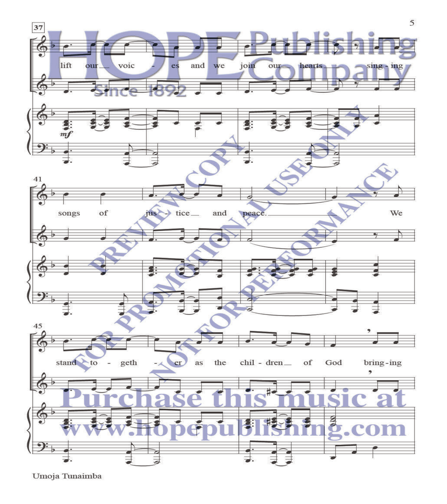 Umoja Tunaimba Choir scores gallery preview page 5