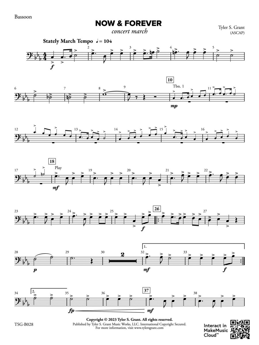 Now & Forever: Bassoon Concert Band scores gallery preview page 1