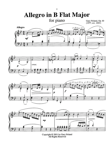 "Allegro in B Flat Major" for piano Op. 60