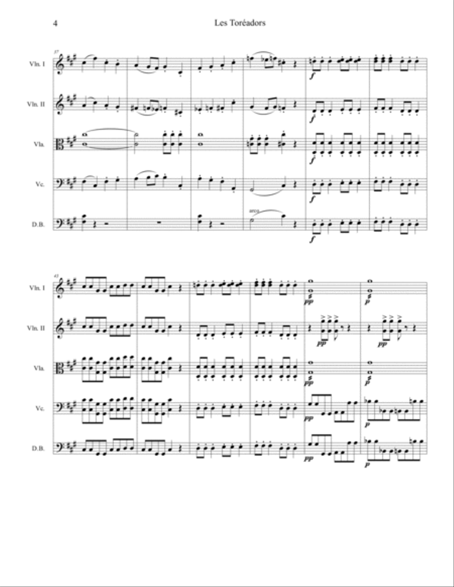 Les Toréadors, from the opera Carmen. String orchestra, intermediate. Score & parts. String Orchestra scores gallery preview page 4