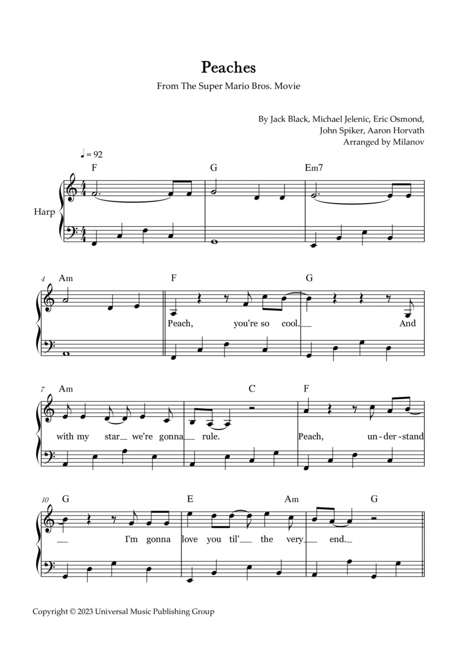 Peaches Pedal Harp scores gallery preview page 1