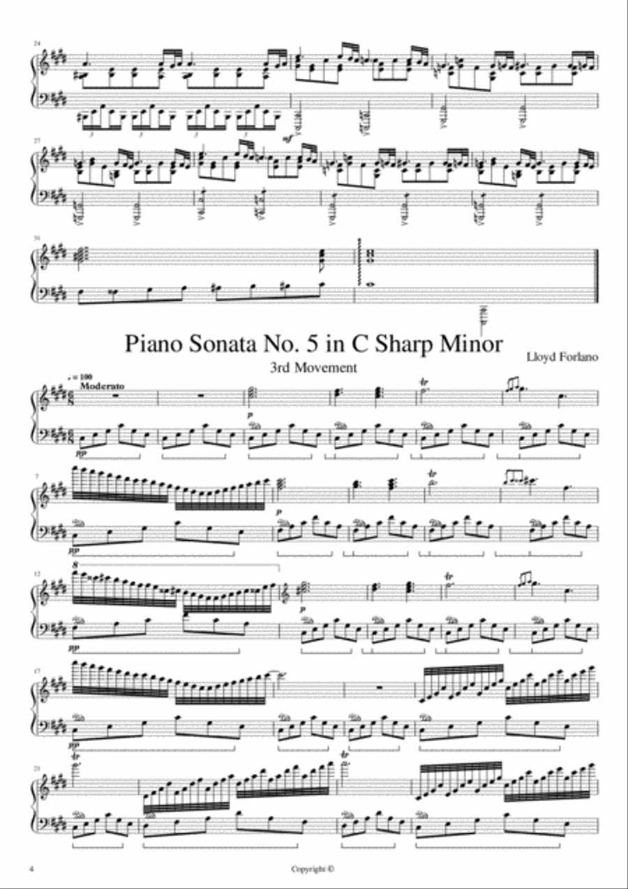 Piano Sonata No. 5 in C Sharp Minor Piano Solo scores gallery preview page 4