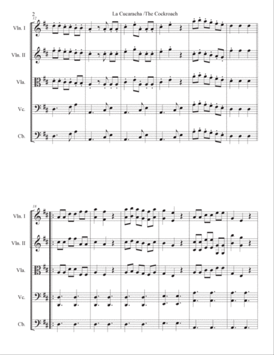 La Cucaracha - Score Only String Orchestra scores gallery preview page 2