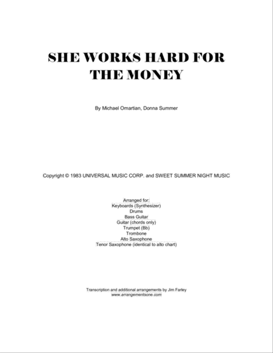She Works Hard For The Money Voice scores gallery preview page 1