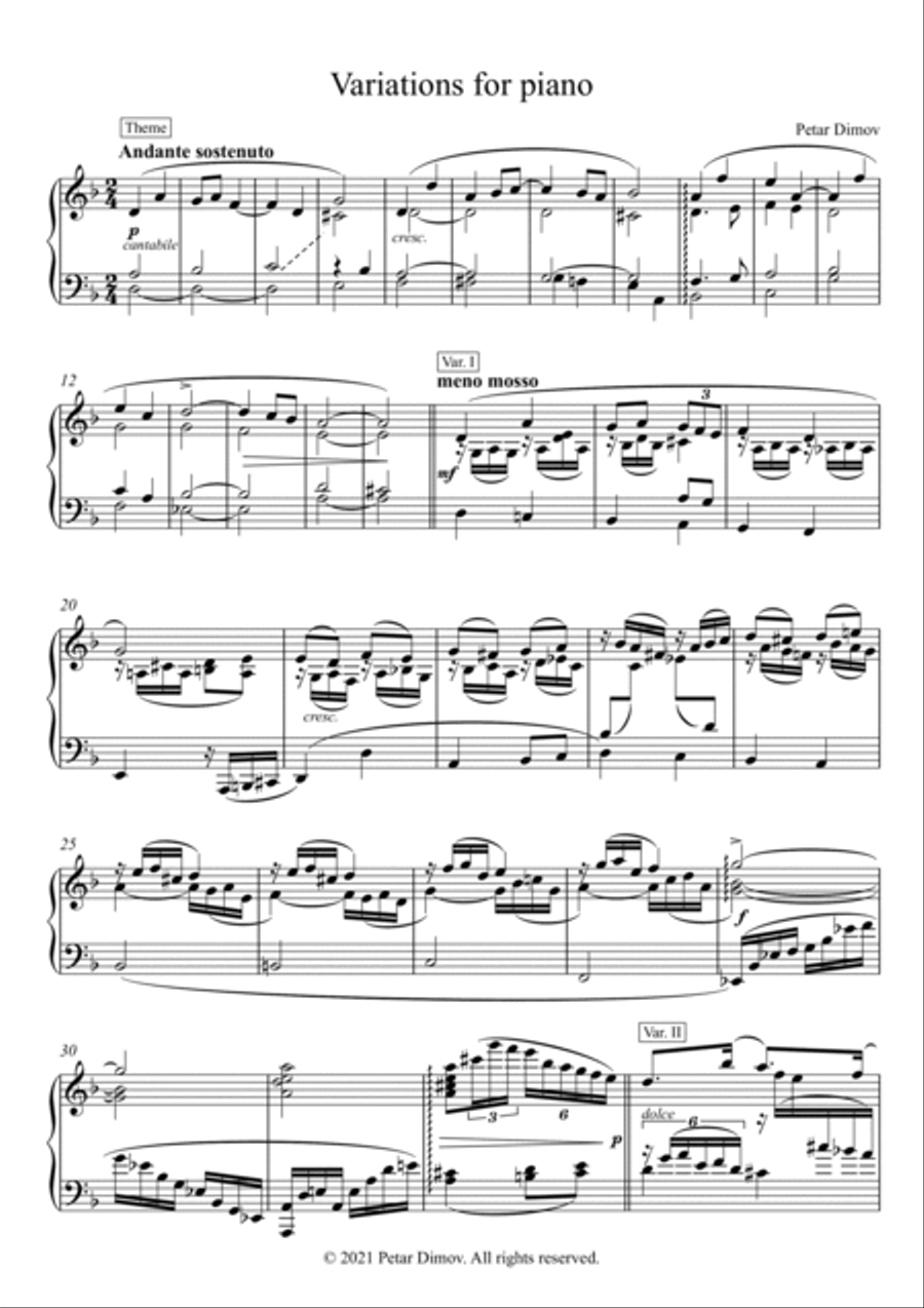 Variations for piano Variations for piano Piano Solo scores gallery preview page 2