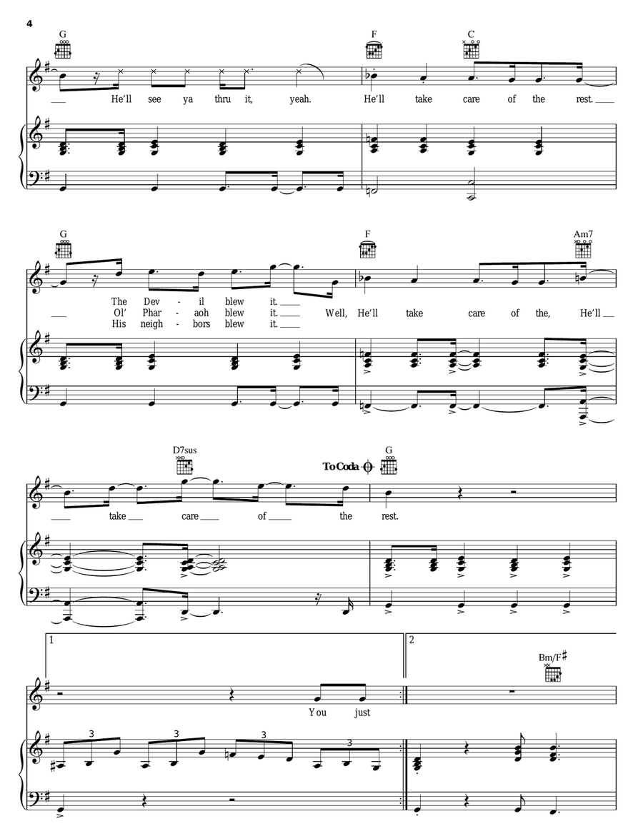 He'll Take Care Of The Rest Piano, Vocal, Guitar scores gallery preview page 4