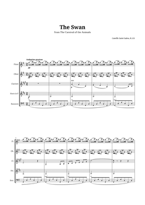Book cover for The Swan by Saint-Saëns for Woodwind Quintet with Chords