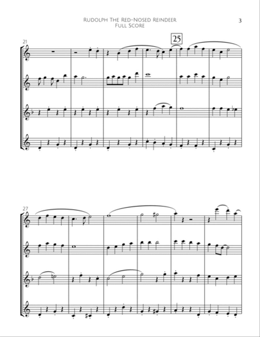 Rudolph The Red-nosed Reindeer Woodwind Quartet scores gallery preview page 4