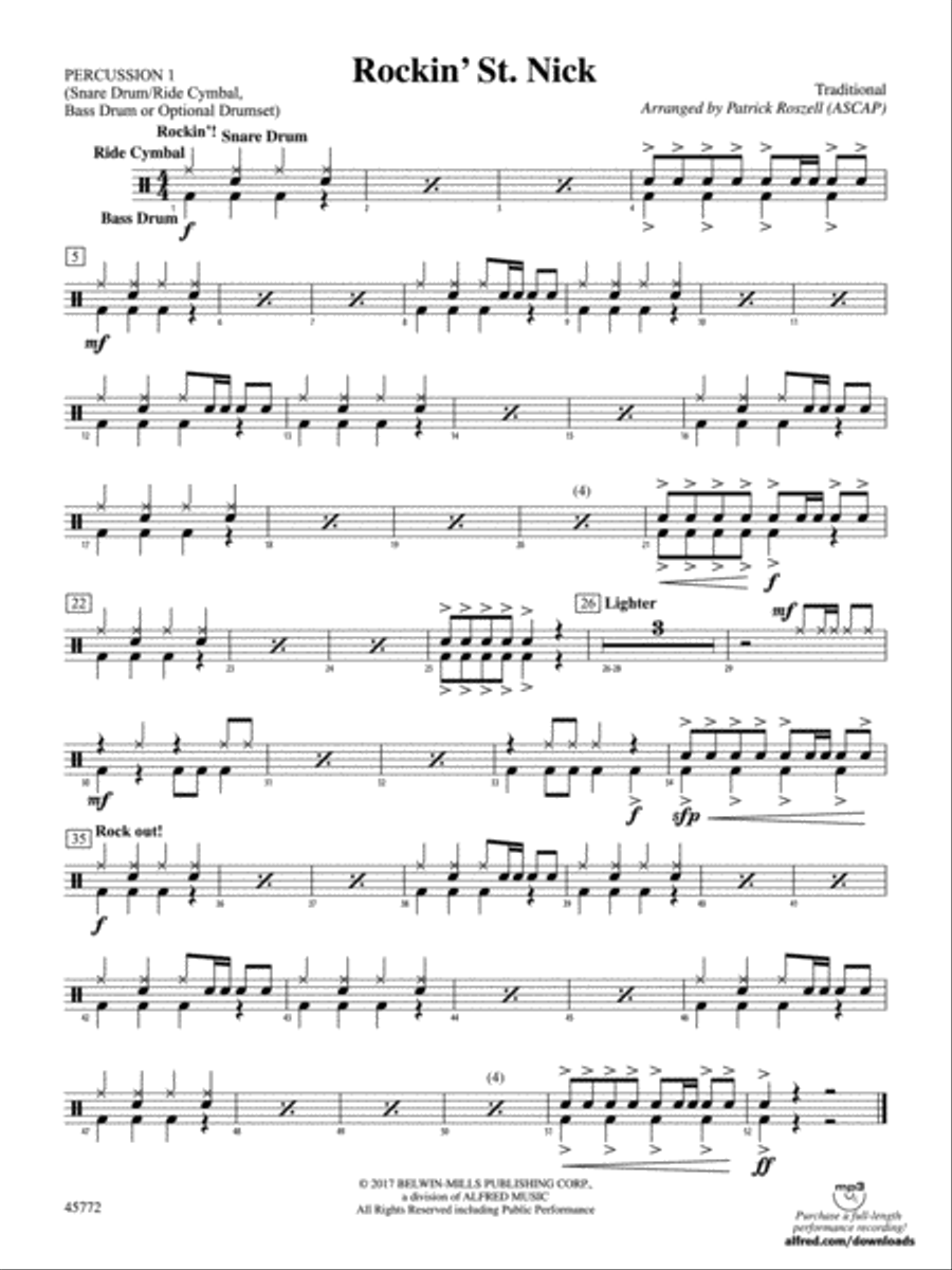 Rockin' St. Nick: 1st Percussion Concert Band scores gallery preview page 1
