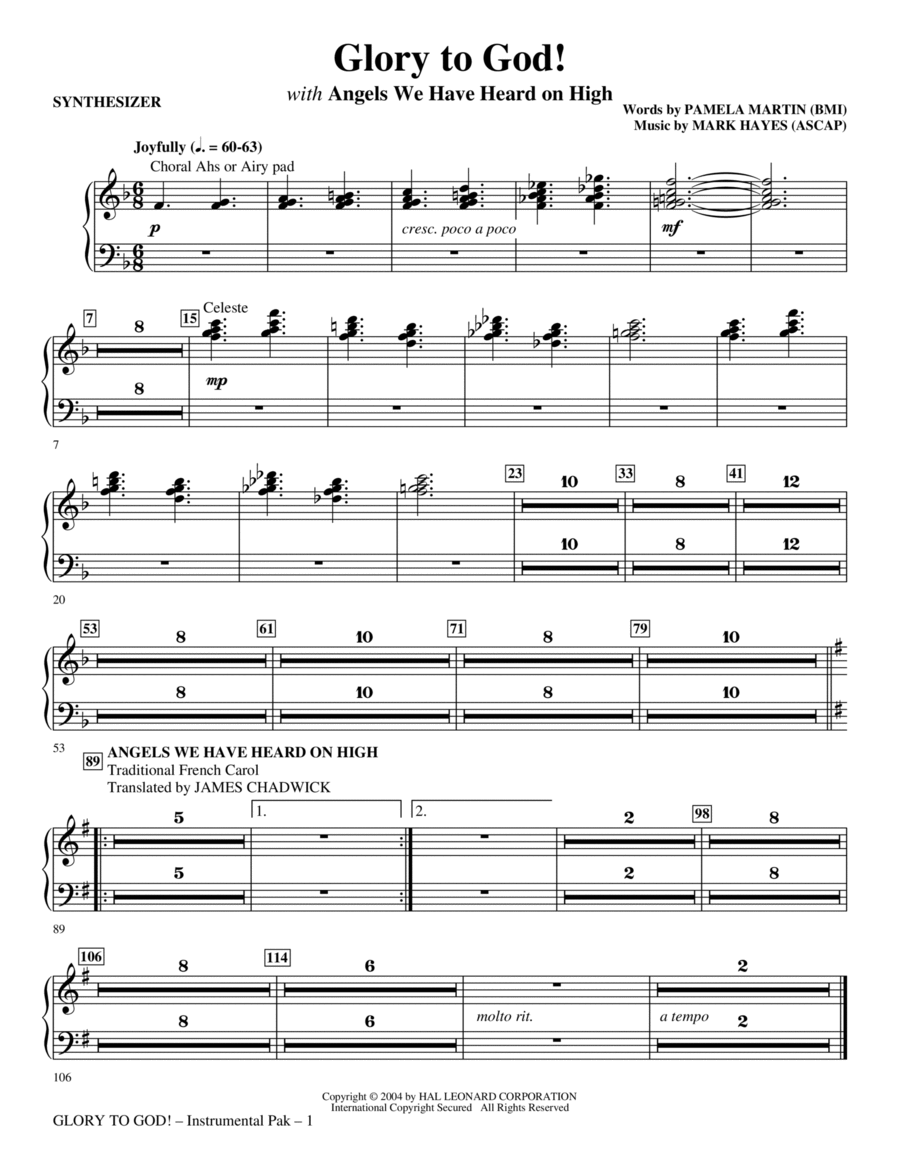 Glory to God! - Violin 1 Choir scores gallery preview page 1
