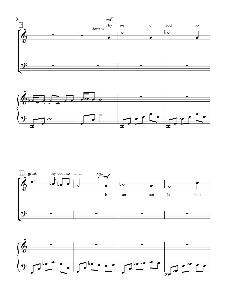 O, God, Thy Sea Is So Great and My Boat Is So Small 4-Part scores gallery preview page 4