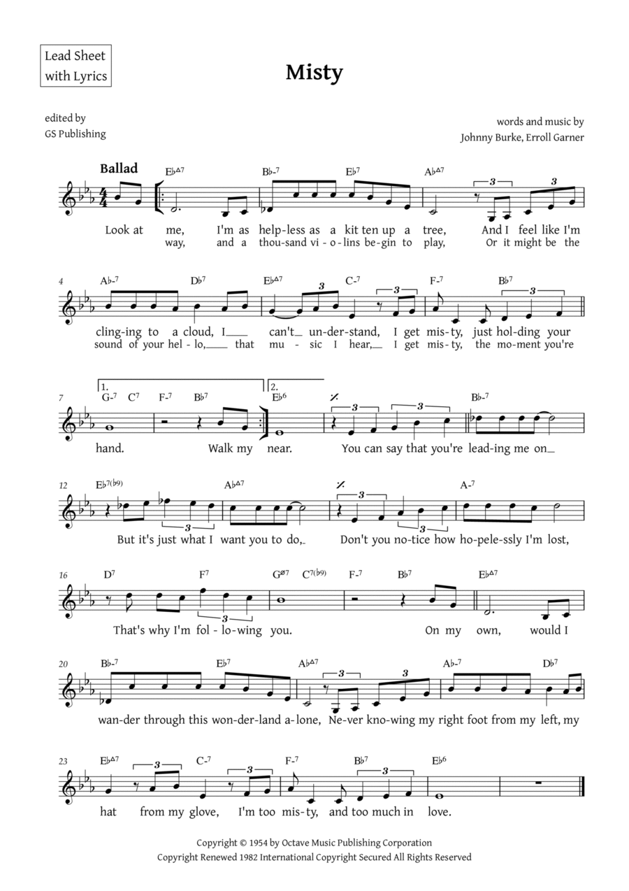 Misty Misty Piano scores gallery preview page 1