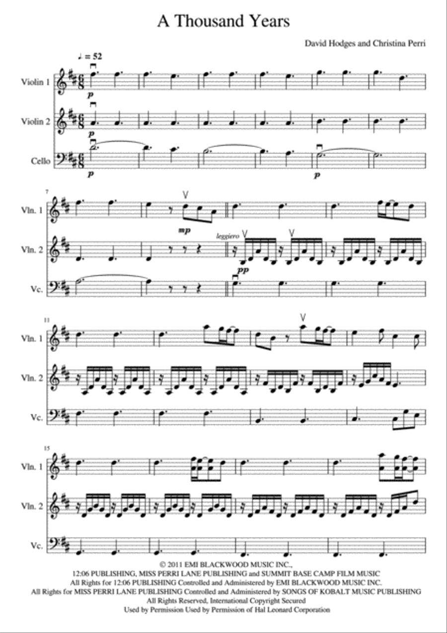A Thousand Years String Trio scores gallery preview page 2