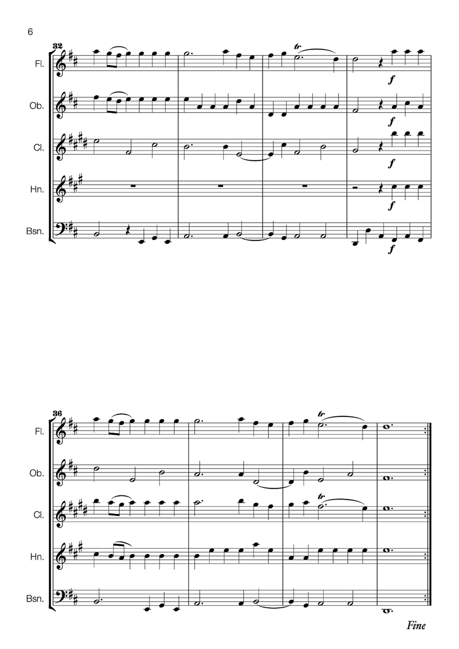 Handel - Alla Hornpipe from Water Music Suite for Wind Quintet Woodwind Quintet scores gallery preview page 6