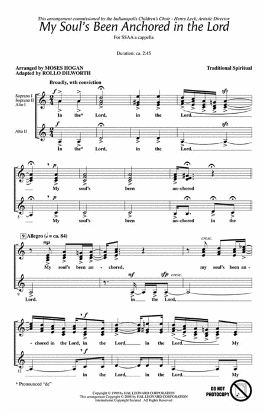 My Soul's Been Anchored in the Lord SSAA scores gallery preview page 2
