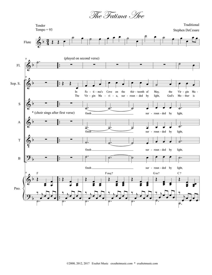 Book cover for The Fatima Ave (Soprano Solo with SATB)