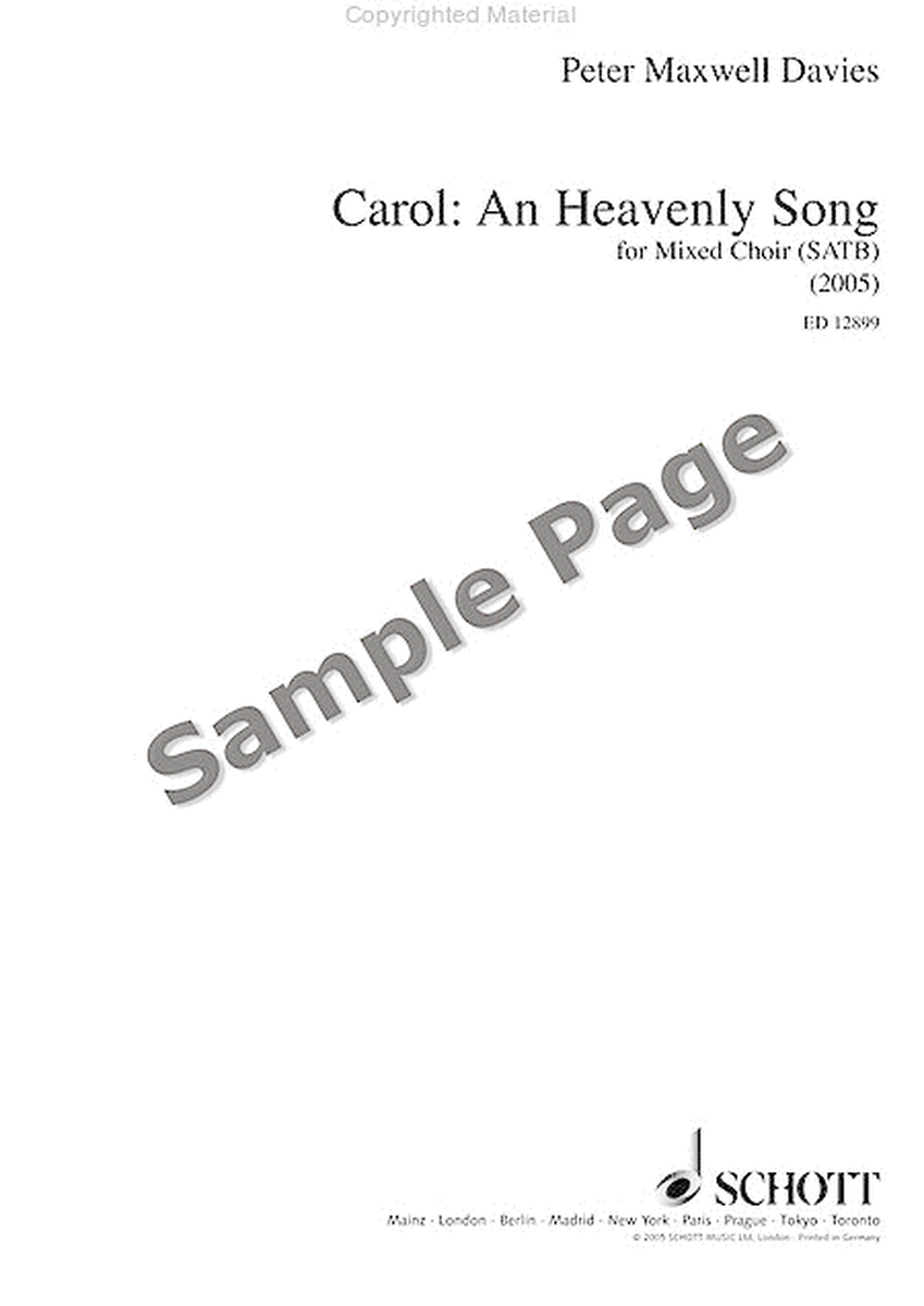 Carol: An Heavenly Song - Satb Chorus And Organ - Vocal Score