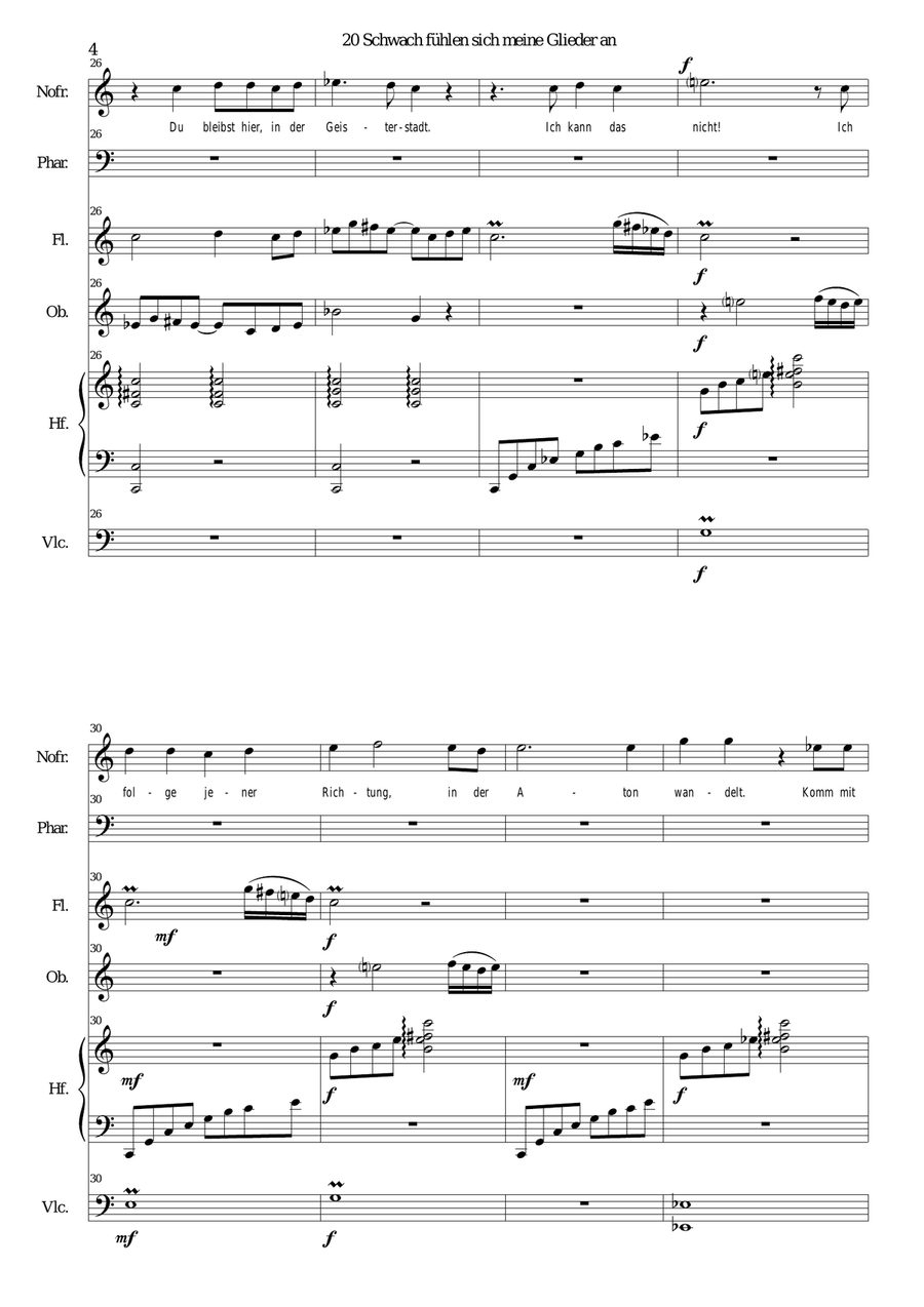 ATON Part 20-Schwach fühlen sich meine Glieder an (2 voices, harp, cello, oboe, flute) Harp scores gallery preview page 4
