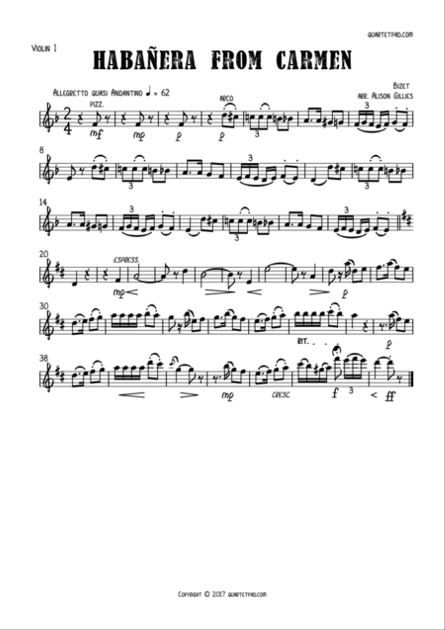 Habañera from Carmen - String Quartet String Quartet scores gallery preview page 4