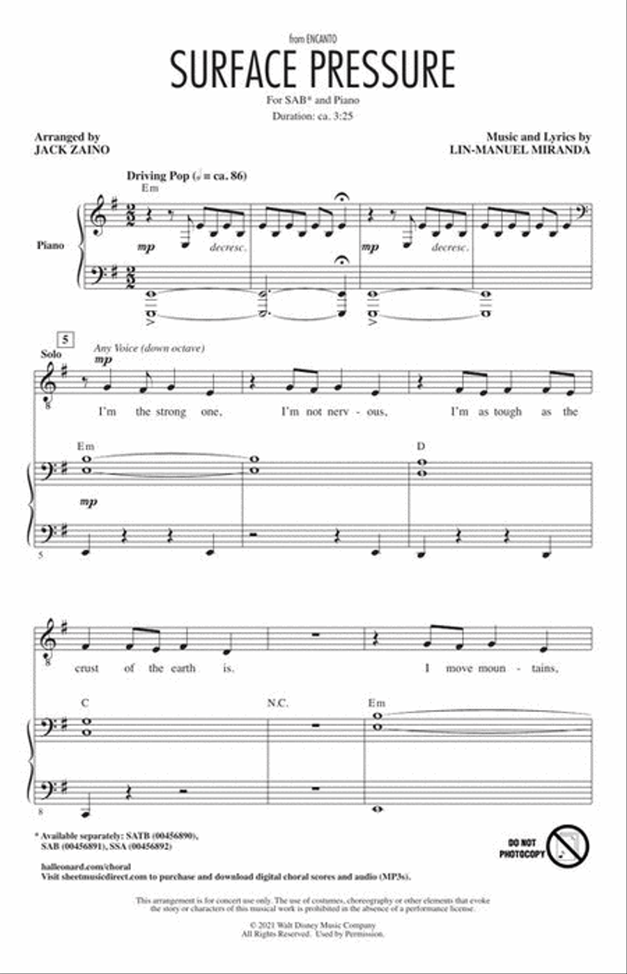 <br>Sheet music extract