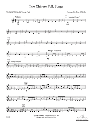 Two Chinese Folk Songs: (wp) 1st B-flat Trombone T.C.