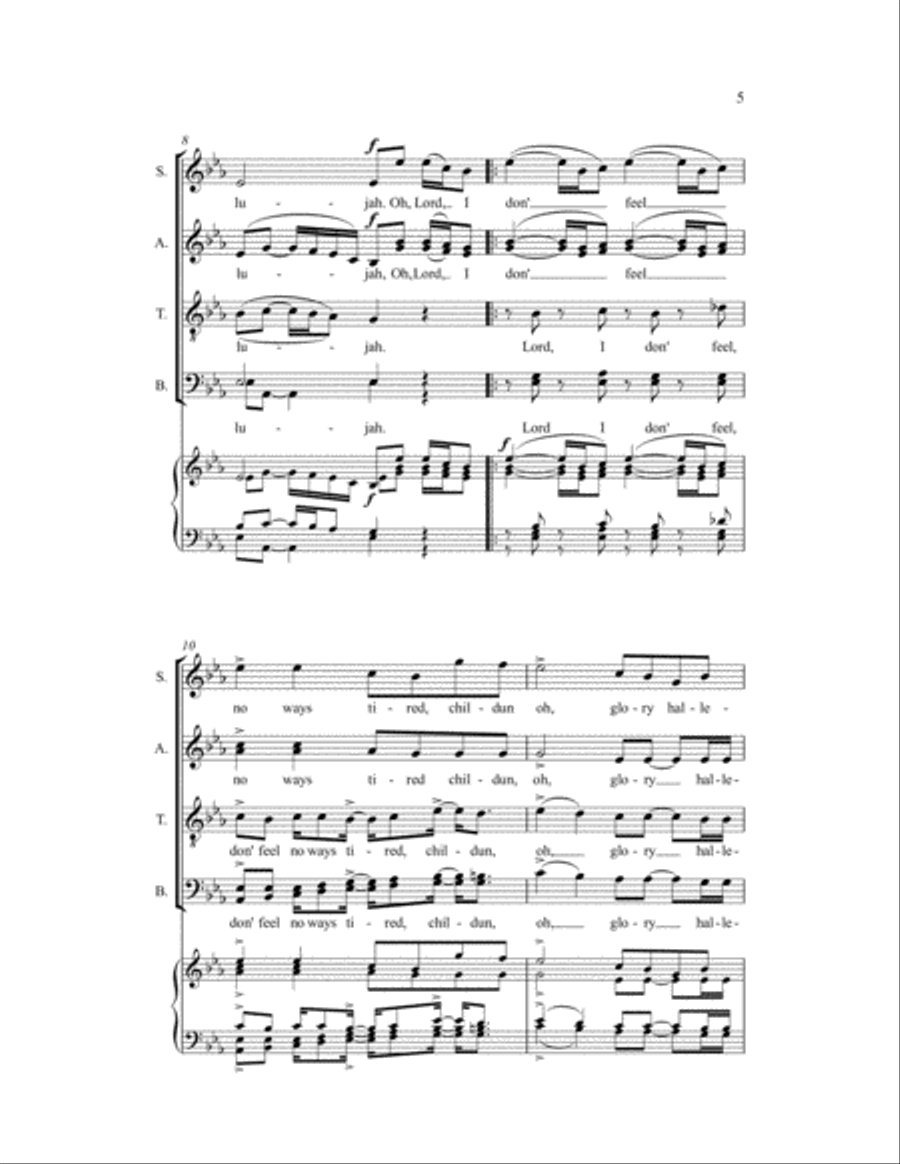 I Don' Feel No Ways Tired 4-Part scores gallery preview page 7