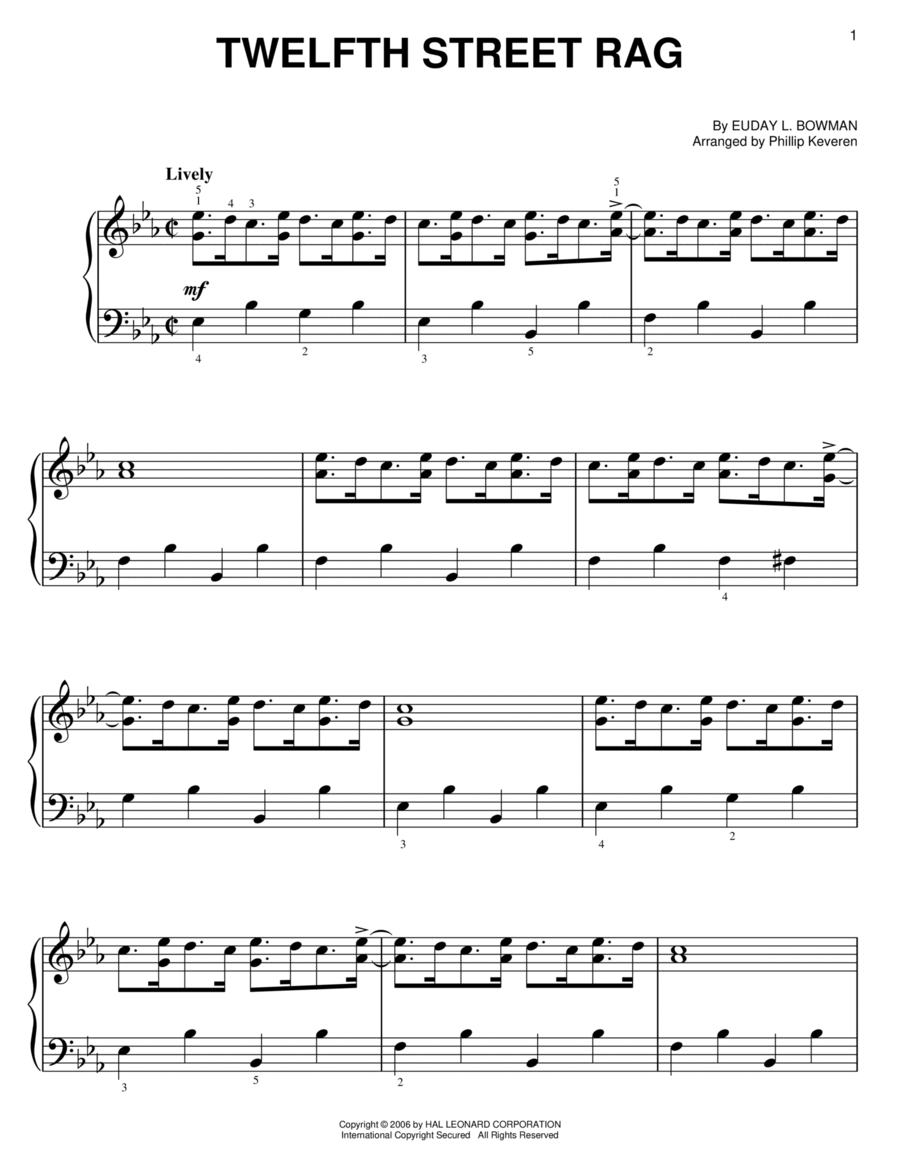 Twelfth Street Rag (arr. Phillip Keveren) Easy Piano scores gallery preview page 1