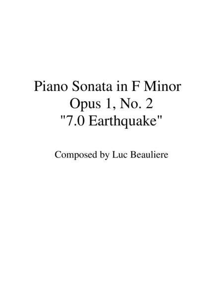 Beauliere's Piano Sonata, Op. 1, No. 2 (Earthquake)