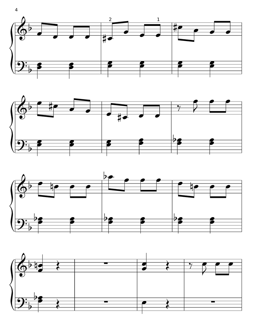 Symphony No. 5 in C Minor, First Movement Excerpt Easy Piano scores gallery preview page 4